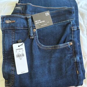 Express Women's 90s Slim Super High Rise Jeans - Indigo